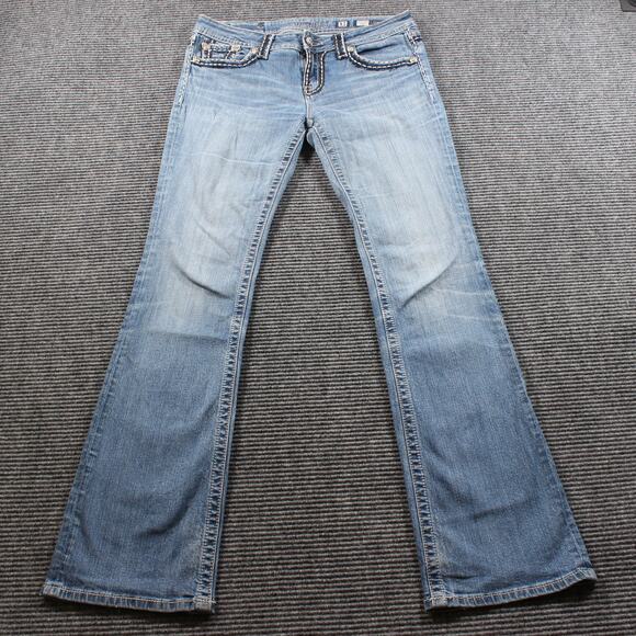 Miss Me Jeans Women's 31x34 Blue Bootcut Flap Pockets Contrast Stitch - Picture 1 of 9